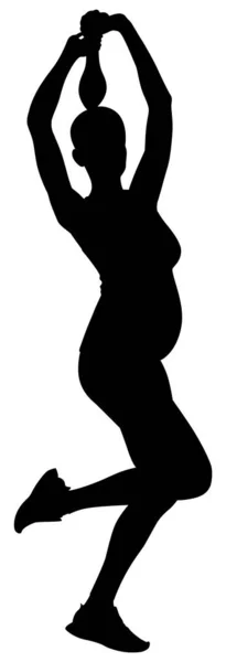 Sylwetka Ciężarnej Kobiety Noszącej Legginsy Bluzkę Wektor Płaski Styl Ilustracja — Wektor stockowy