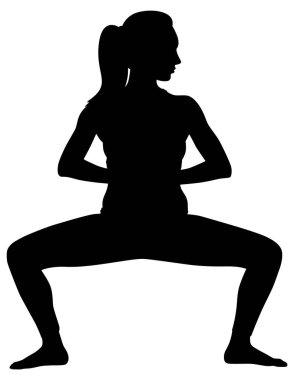 Dambıllarla egzersiz yapan hamile bir kadının silüeti, tayt ve bluz giyiyor. Beyaz üzerine izole edilmiş vektör düz stil çizimi. Tam uzunluk görünümü