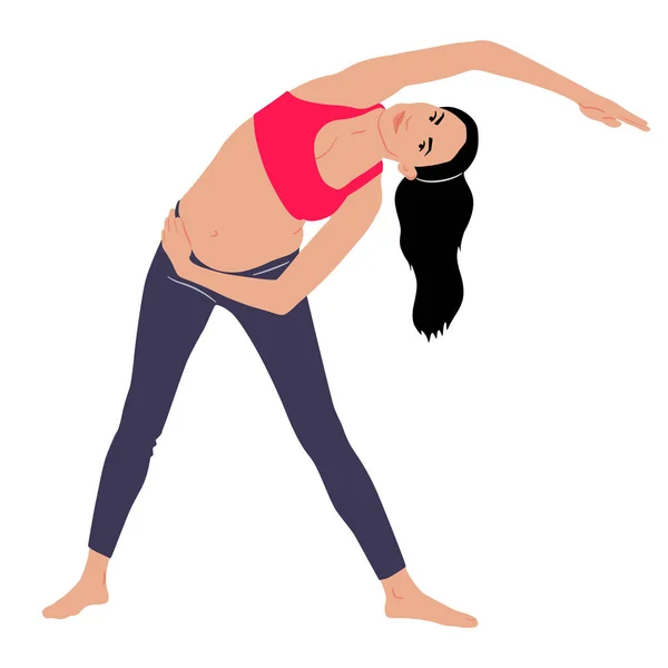 Femme Enceinte Dessinée Main Faisant Exercice Portant Des Leggings Haut — Image vectorielle