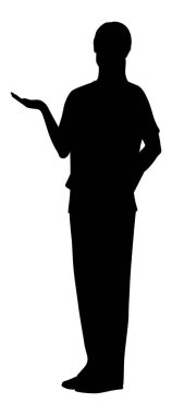 Kadın sağlık çalışanının silueti. Steteskopla gülümseyen mutlu bir bayan doktor. Mavi üniformalı hemşire klasörü tutuyor. Beyaz üzerine izole edilmiş vektör düz biçim illüstrasyonu. Tam uzunluk görünümü