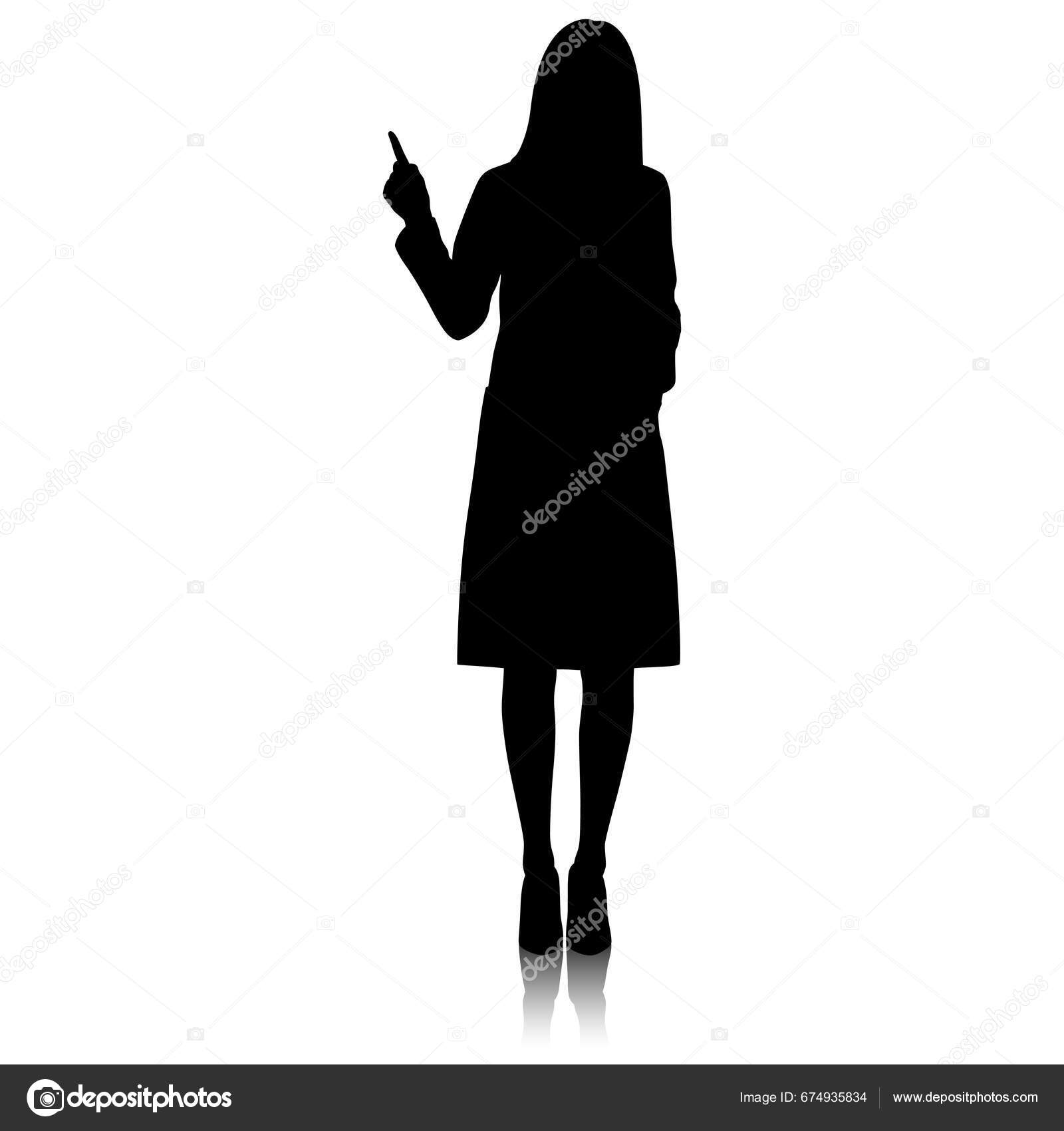Silhouette Female Healthcare Worker Happy Smiling Doctor White