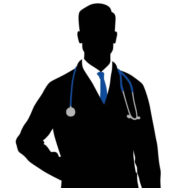 Silhouette Médecin Vêtu Manteau Blanc Main Dans Poche Travailleur Santé — Image vectorielle