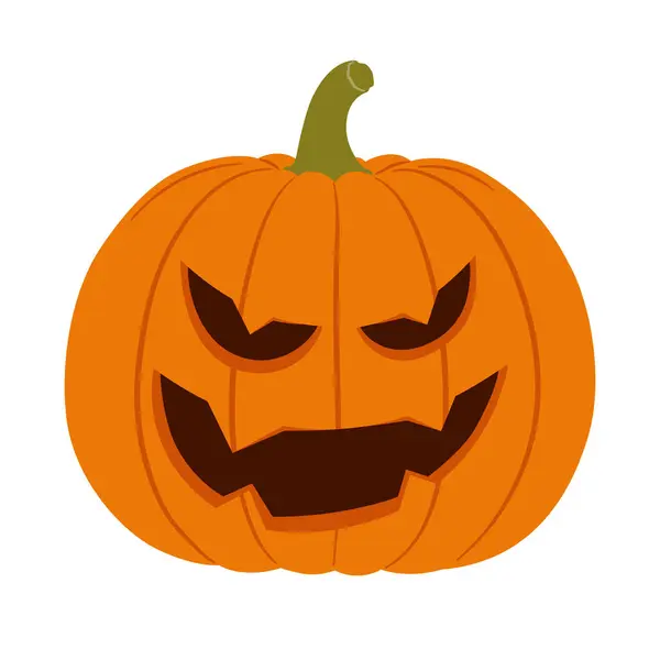 Halloween Pumpkin Scary Face Pumpkin Creepy Smile Isolated White Jack — Stock Vector