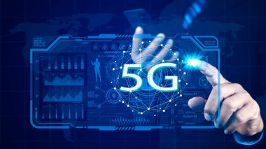 5G Teknoloji Ağı İnternet 'i dünya çapında kablosuz cihazlara bağlıyor. 5G teknolojisi dijital dünyadaki işletmeler için ellerindeki akıllı telefonlar ve birbirlerine bağlı ikonlar için gereklidir.