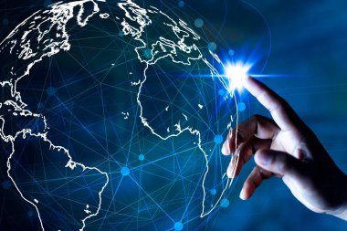 Bilgi teknolojisi dünya çapında kablosuz cihazları birbirine bağlayan internet ağları kurar. Bilgi teknolojisi dijital dünyadaki işletmeler için gereklidir ve ikonlar birbirlerine bağlıdır.
