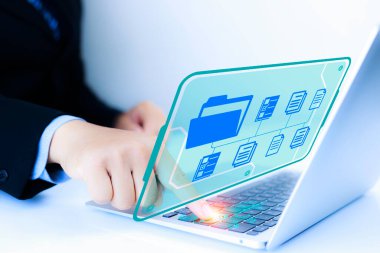 Biyometrik tanımlama parmak izi tarayıcısının gelecekteki dijital işlemleri. Yeni nesil teknoloji için kavramsal dijital dönüşüm. Dijital futuristi 'nin izleme ve güvenlik taraması