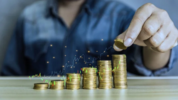 Oro Dinero Moneda Fondo Establecen Grafico Concepto Éxito Empresarial Riqueza — Foto de Stock