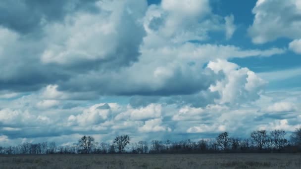 Проміжок Часу Динамічної Сцени Драматичними Білими Кумульськими Хмарами Сільській Місцевості — стокове відео