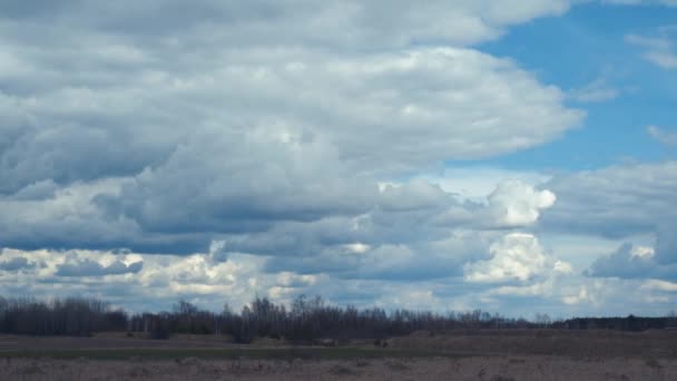 Időeltolódás Fehér Kumulus Felhőkkel Kék Égen Zöld Mező Felett Lombtalan Jogdíjmentes Stock Felvétel