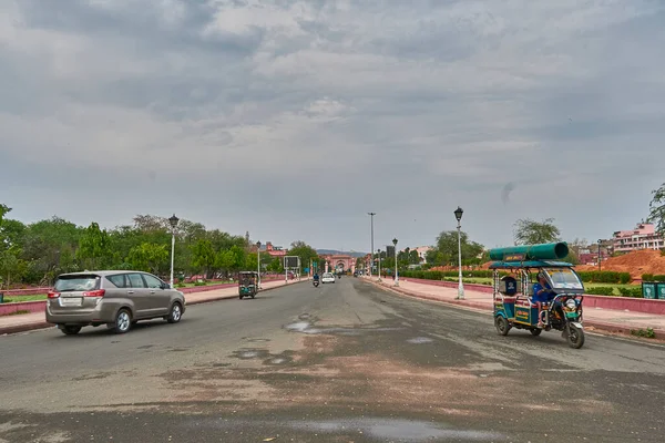 Jaipur Indien 2023 Bred Väg Utsikt Från Centrum Vägen — Stockfoto