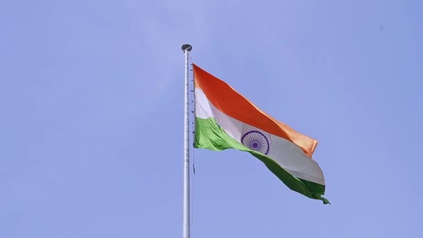 Indisk Flagga Viftar Med Luft — Stockvideo