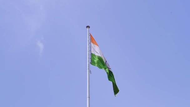 Indisk Flagga Viftar Med Luft — Stockvideo