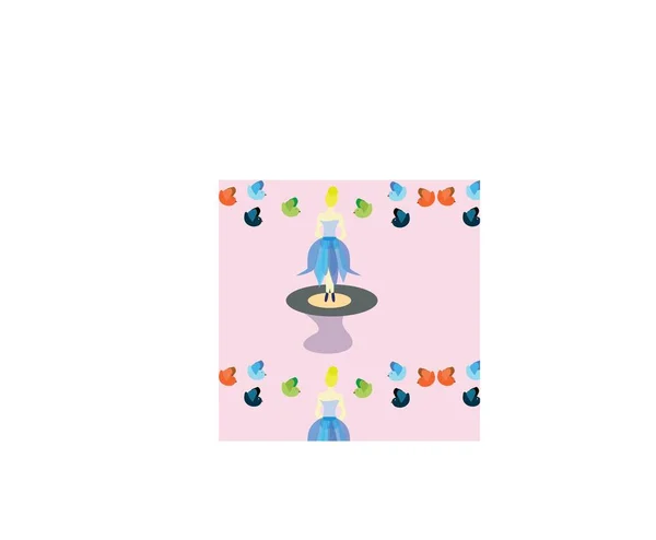 Ballerina and birds vector pattern illustration