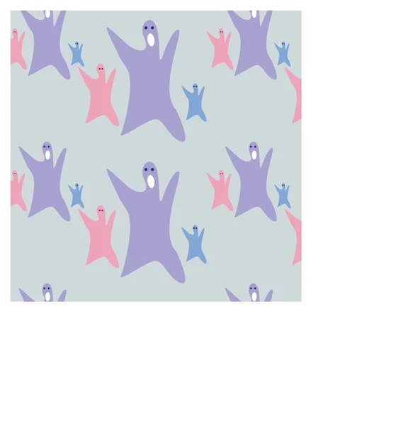 Family of cute ghosts pattern vector illustration seamless
