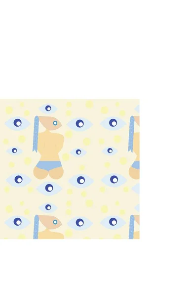 Seamless vector illustration lady fish