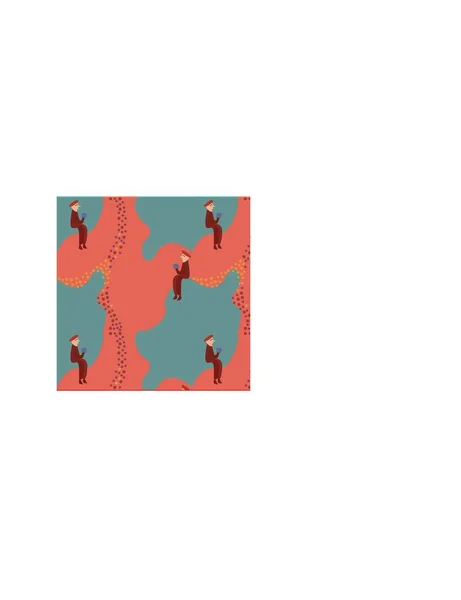 Seamless men sitting near the lake vector pattern