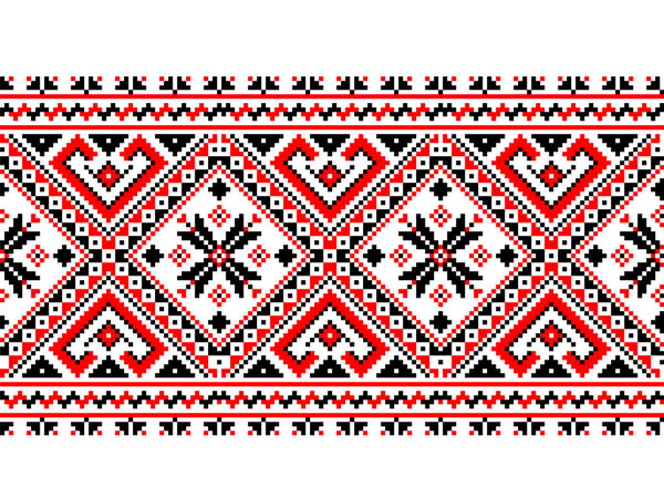 украинский традиционный национальный узор, векторный орнамент с красными и черными цветами на каждый день ткань, вышивка, праздник