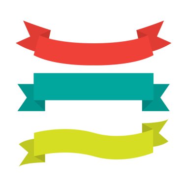 parlak üçlü vektör kırmızı yeşil kurdele basit stilde