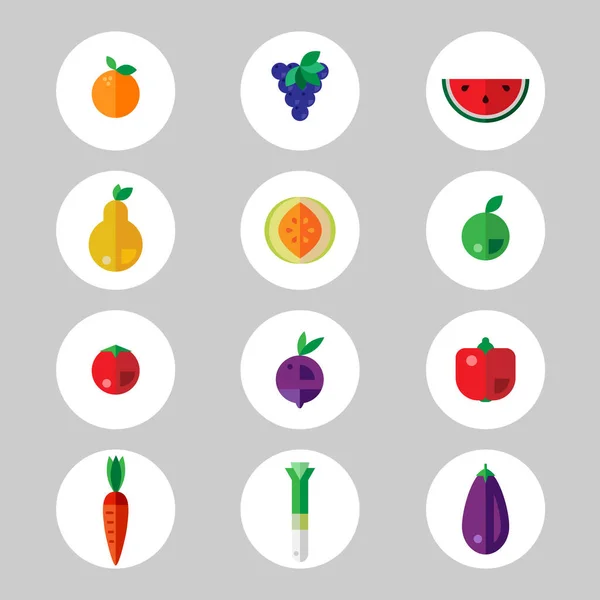 Paquete Iconos Frutas Simples Vector Eps — Vector de stock