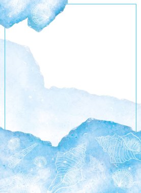 Suluboya boya desenli soyut mavi marin arkaplan