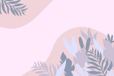 El çizimi doğa tropik yaprak arka plan, yaz tasarım şablonu