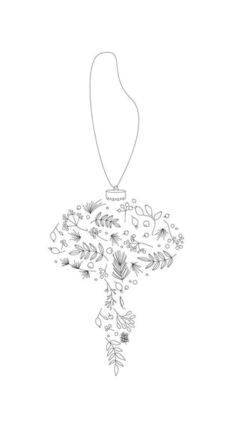 シンプルなエレガントな花の要素と結婚クリスマスの装飾 ポストカードや招待状のためのクリスマスツリーの泡 — ストックベクタ