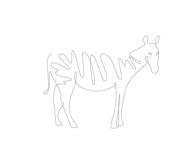 zebra one line. Animal linear art. Vector illustration outline.