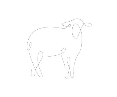 Sheep one line illustration. lamb single line. Household animals line art vector