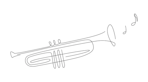 Одна Линия Трубы Иллюстрации Нотами Инструментальное Искусство Джазовой Музыки Векторный — стоковый вектор