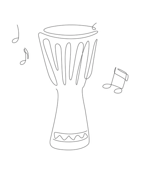 Ilustración Bongo Arte Lineal Con Notas Instrumento Música Lineal Tambores — Vector de stock