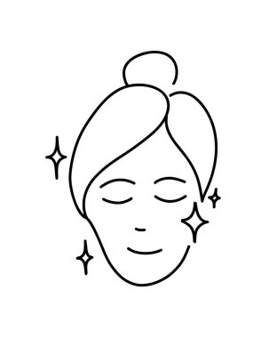 Kozmetik maske kullandıktan sonra kadın yüzü. Genç cilt için güzellik tedavisi. Spa ve sağlık prosedürü