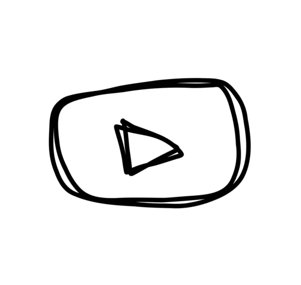 Youtube Ícone Doodle Logotipo Estilo Ícone Mídia Social Fundo Branco — Vetor de Stock