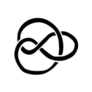 Düğüm teorisi. Soyut figür. Sonsuzluğun simgesinin siyah ve beyaz görüntüsü basitliğini, zarafetini ve sonsuz devamlılığını iletir. Yüksek kontrastlı akışkan ve iç içe geçmiş deseni yakalar.