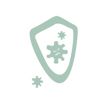 Bakteri ve virüse karşı Immun kalkanının vektör çizimi. Bağışıklık sistemi çizimi çizimi