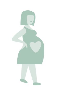 Basit bir karalama tarzında hamile bir kadının vektör çizimi. Konu annelik ve bebek için elle çizilmiş illüstrasyon