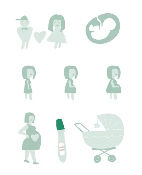 Ilustracja Zestaw Rodzicielstwa Płodności Tym Płaskim Wektor Projektu Zestaw Radosne Ilustracja Stockowa