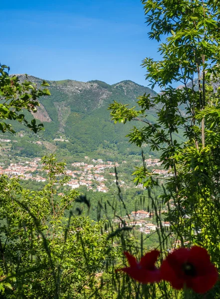 Widok Wzgórza Wokół San Lazzaro Nad Amalfi Salerno Regionie Kampania — Zdjęcie stockowe