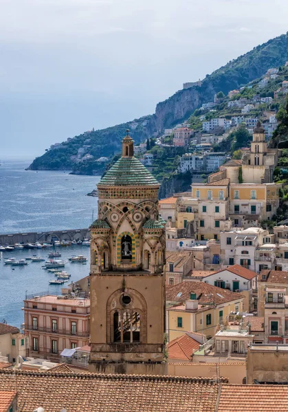 Pohled Katedrálu Svatého Ondřeje Město Amalfi Salerno Itálie Katedrála Středověká — Stock fotografie