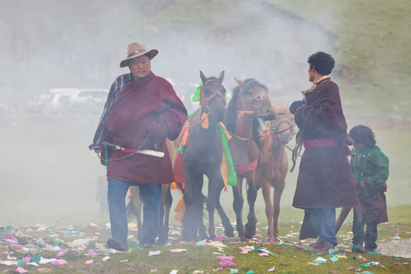 Ruiters Paardenfestival Daofu Tibetaans Gebied Sichuan China — Stockfoto