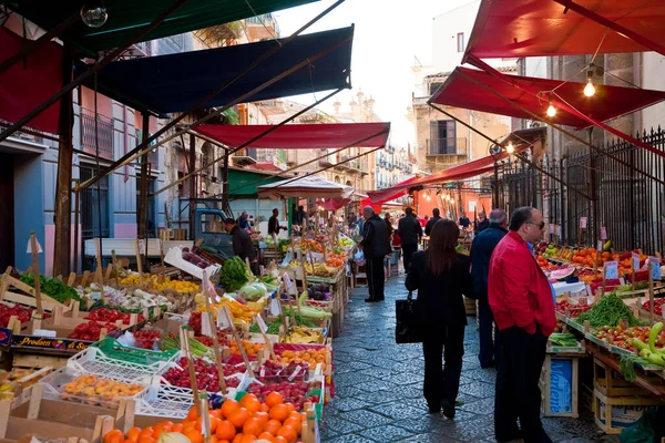 Capo Markt Palermo Sicilië Italië Rechtenvrije Stockafbeeldingen