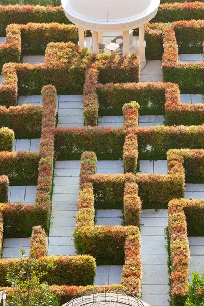 Garten Labyrinth Mit Gewölbtem Viktorianischen Pavillon Ausgang Singapur Südostasien Stockbild