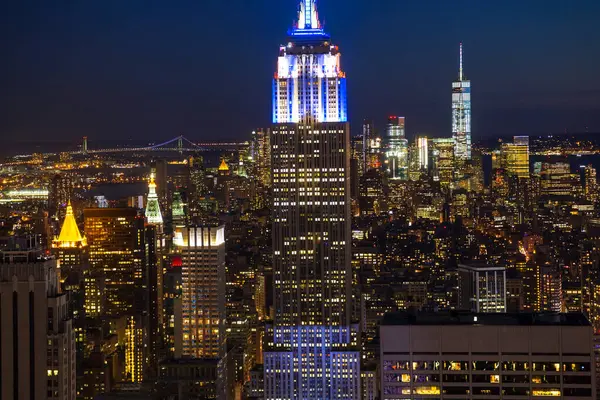 Vista Sobre Empire State Building Nova York Skyline Entardecer Manhattan Fotografias De Stock Royalty-Free