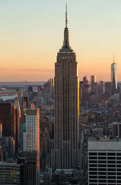 Vista Sobre Empire State Building New York Skyline Manhattan Nova Fotografias De Stock Royalty-Free
