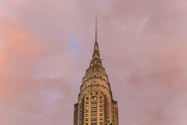 Здание Крайслер Закатное Небо Центральный Манхэттен Нью Йорк Сша Стоковое Изображение