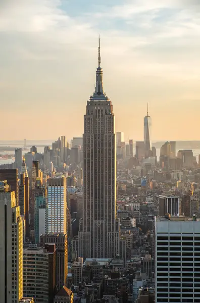 Вид Empire State Building Manhattan Skyline Манхэттен Нью Йорк Сша Стоковое Фото
