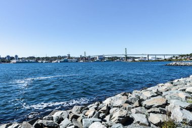 Angus L. Macdonald Bridge, view from Alderney Gate Ferry Terminal, Dartmouth  - Halifax, Nova Scotia, Canada
