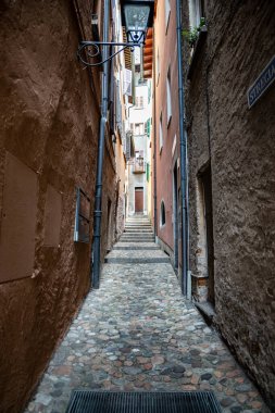 Morcote, Ticino, İsviçre - 21 Mayıs 2022 Morcote Dar sokakları