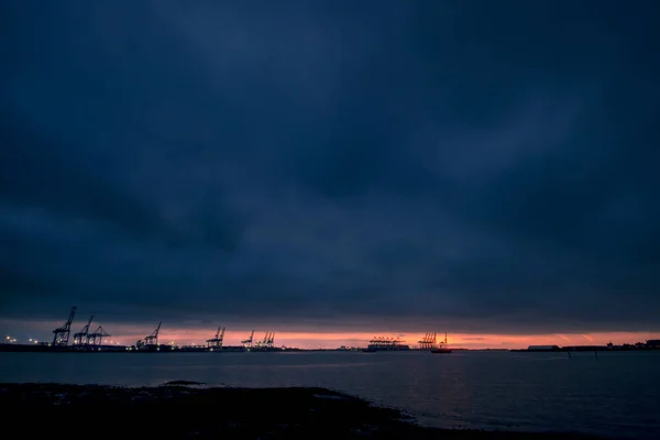 Восход Солнца Порту Феликстоу Саффолке Великобритания — стоковое фото