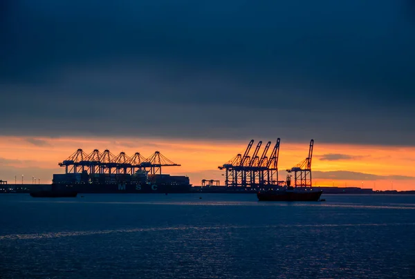 英国サフォークのフェリックストウ港の日の出 — ストック写真