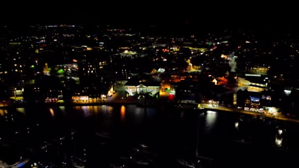 Βίντεο Από Μαρίνα Στο Ipswich Suffolk Ηνωμένο Βασίλειο Νύχτα — Αρχείο Βίντεο